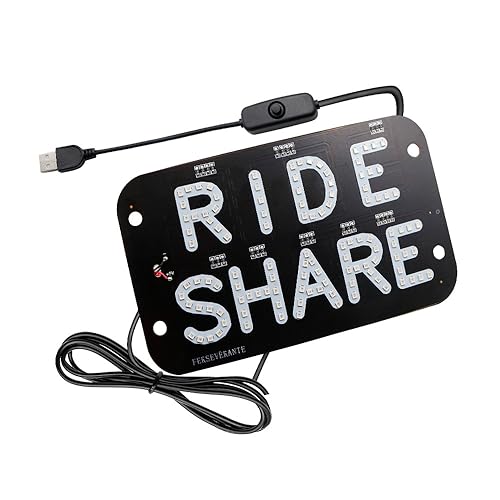 YSY LED Car Window Accessory Sign RIDESHARE for Ride Share Drivers taxi light - 6ft. USB Cable [On/Off Switch] (Green)