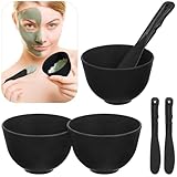 NOLITOY 3 Sets Face Mask Mixing Bowl Set, Professional DIY Facemask Mixing Tool Kit with Silicone Face Mask Brush & Soft Spatula, Odorless & Easy to Clean for Women Home Beauty, Salon & Travel Use