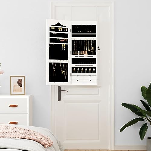 Armario de pared para joyas con espejo para evitar enredos y pérdidas 4