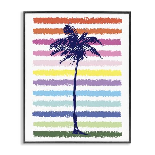'Cute Rainbow Pattern Palm Tree Tropical'| Framed Giclee Art