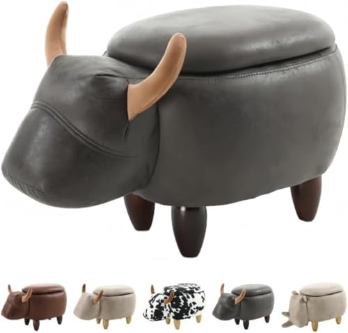 Vilom かわいい動物デザインの子ども用収納スツール。おもちゃをすっきり収納できる実用性と、部屋を明るく彩るデザイン性を両立。安全性の高い構造で、お子様の毎日を楽しくサポートするマルチチェア。 (赤茶色(収納付き))