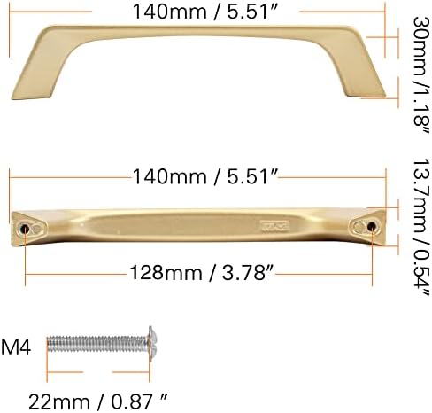 Miniatura 2 de Manijas de gabinete de cocina, tiradores de cajón dorados, paquete de 8 herrajes de aluminio no oxidables para armarios y otros muebles (centro del