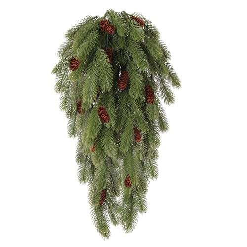 RECUTMS 2 Pack Artificial Pine Branches with Cones Green Plants