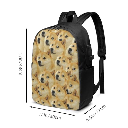 Doge Meme Travel Laptop Backpack Anti-Theft Bag with USB Charging Port 17 Inch Computer Business Backpacks for Women Men Work College Gift,Casual Daypack3