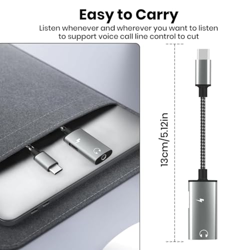Image of Verilux USB-C to USB-C & 3.5mm Audio Adapter, Dual Function Type-C Dongle for Headphones with PD 15W Type C Adapter Fast Charging for iPhone 17 /17 Pro /17 Pro Max /16 /15, Galaxy S26 /S25 /S24 /S23, iPad