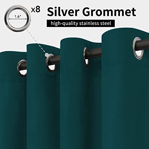 Image of Easy-Going Outdoor Curtains for Patio 1 Panel, 54x108 inch, Teal | Waterproof, Windproof, Weatherproof Privacy Outdoor Curtains for Cabanas Porches and Pergolas, Grommet Top and Tab Bottom