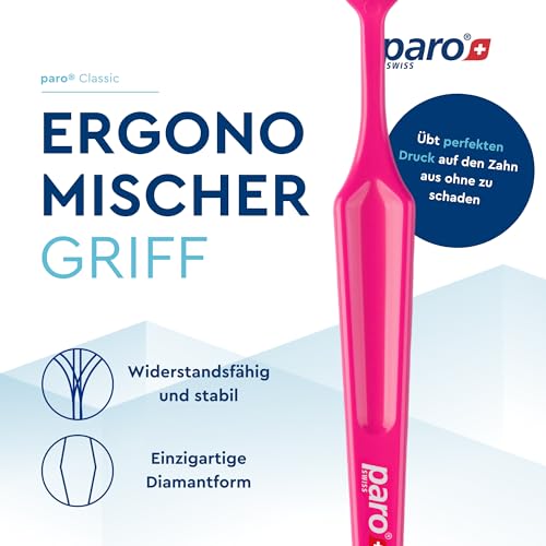 paro classic S39 –Zahnbürste mit 39 Filamentbüscheln und weichen Filamenten und ergonomischem Griff, für gründliche Zahnpflege und optimalen Schutz des Zahnfleischs (Farbe nicht wählbar)
