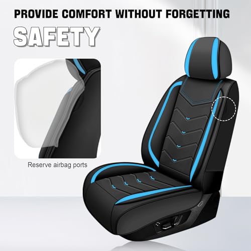 Image of Car Seat Cover for MINI Hardtop 2013-2026, Seat Covers Full Set,Non-Slip Waterproof seat Cover,Wear-Resistant Nappa Leather car seat Covers. (Standard 5 Seats /Black Blue)