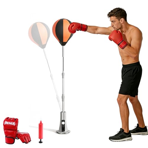 Punching Bag with Stand, Fast Bounceback Reflex Boxing Bag for Adults & Teens, Height Adjustable...