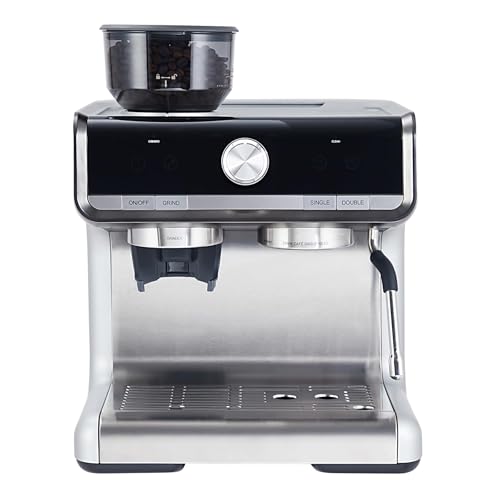 Espresso Machine with Built-In Grinder & Steam Wand, 20 Bar PID-Controlled Semi Automatic Espresso Machine for Latte Cappuccino, 2.8L Large Water Tank, Commercial-Grade Stainless Steel Construction