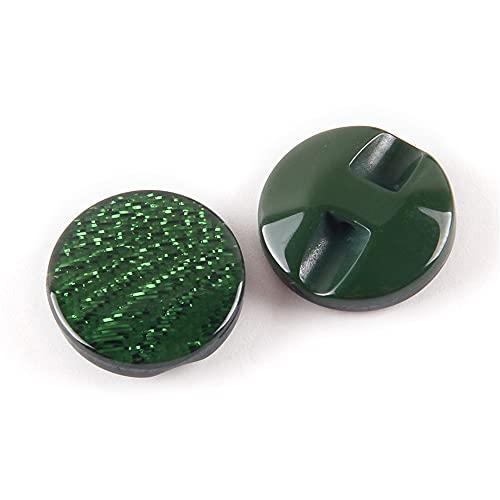 10 Pcs Round Resin Buttons Striped Buttons for Overcoat Sewing Accessories (Green, 21mm)