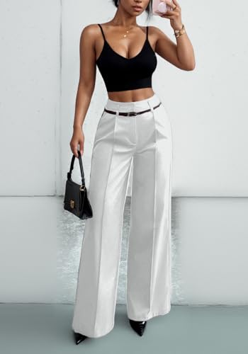 Women's Wide Leg Pants High Waisted Dressy Business Pants Straight Leg Casual Trousers with Pockets3