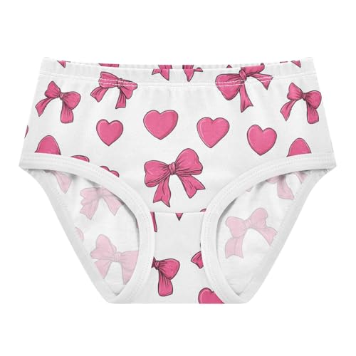 Wusikd Pink Bows Hearts Cute Girls' Underwear Cotton Girls Briefs Soft Toddler Underwear 2T