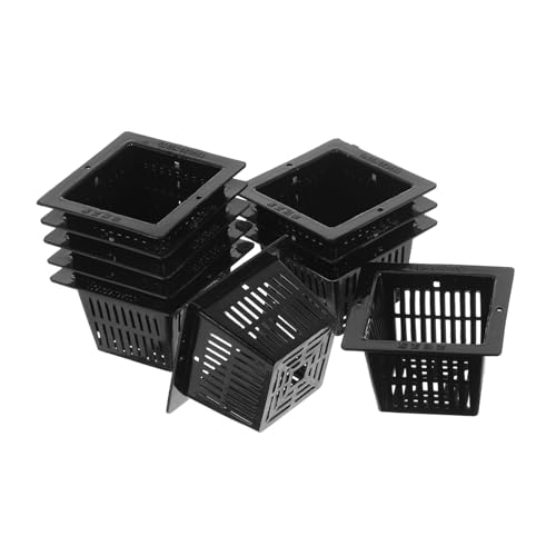 NOLITOY 10 Stück Quadratischer Pflanzkorb Teichpflanzerkörbe geschlitzt Pflanzschale wachsend Sämlinge quadratischer Netztopf Hydroponik-Wachstumskorb Square Grow -Korb Anbaukorb Schwarz