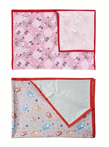Image of EcoSoft Plastic Sheet,PVC Sheet for Kids,Rubber Sheet for Babies,Bed Wetting Protector(90 x 135 cm) (Pink Bear & Pink Star Bear)