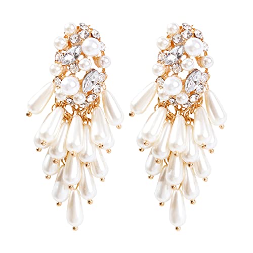 Boucles d'oreilles épi de blé au fini diamant et perles pour un style raffiné