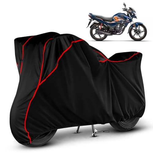 Image of Water Resistant Bike Cover Dustproof UV Protection Bike Body Cover for Honda SP 125 All-Weather Protection with Red Piping - Black
