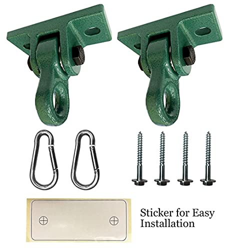 Image of ABUSA Heavy Duty Green Swing Hangers Screws Bolts Included Over 5000 lb Capacity Playground Porch Yoga Seat Trapeze Wooden Sets Indoor Outdoor 2 Pack