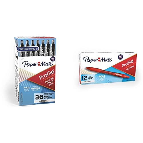 Paper Mate Profile Retractable Ballpoint Pens, Bold Point (1.4mm), Black,