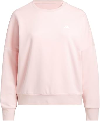 adidas Womens Essentials Small Logo Feel Cozy Sweatshirt Plus Size Casual - Pink
