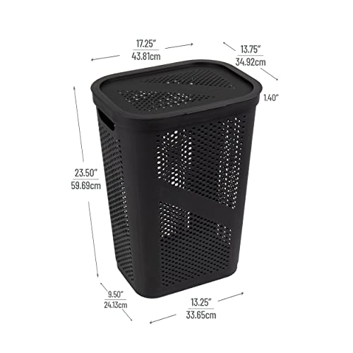 Mind Reader Slim Laundry Hamper with Lid, 60L Clothes Basket, Ventilated Plastic, Black by Mind Reader - Image 3