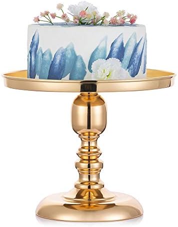NUPTIO 30cm Round Metal Mirror Cake Stand, Dessert Pedestal Display Stand with Black Base, Dessert Cupcake Pastry Candy Display Plate for Wedding Event Birthday Party, Round Metal Pedestal Holder