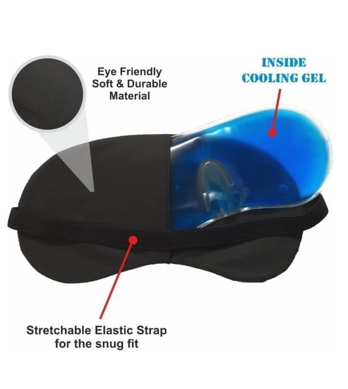 Image of Cooling Gel Relaxing Eye Sleep Mask For Dark Circles, Dry Eyes, Cooling Eyes, Pain Relief, Redness, Eye Patches, Sleeping Cool Pad Suitable For All Family Members Sleeping Mask (One Size)