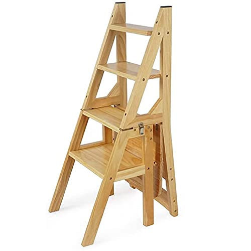 Escabeau pliant bois 4 marches multifonction et tabouret de maison