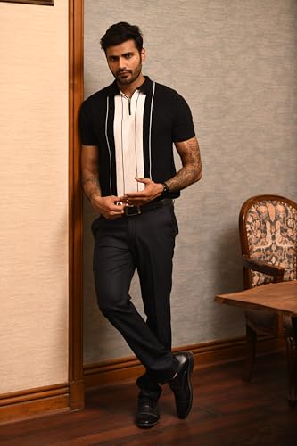 Image of Men's Flat-Knit Polo Shirt | Retro Inspired Design | 100% Cotton | Structured Collar | Premium Breathable Knit | Luxury Casualwear