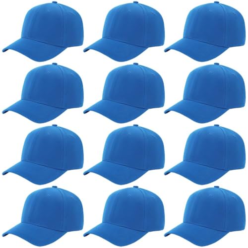 Image of ZH Plain Adjustable Baseball Cap - Lot of 12 Unisex Blank Design Caps