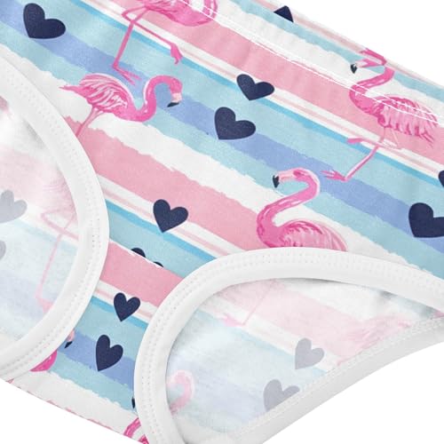 Pink Flamingos Hearts Blue Girl Panties Cute Girls Underwear Toddler Cotton Pattern Briefs Undies Kids 2t4
