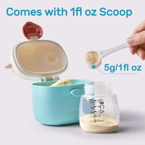 Image of NCVI Baby Formula Dispenser On The Go, Formula Container To Go, Formula Holder for Travel, Outdoor Picnic with Baby Infant, Portable Container for Milk Powder, Snacks, Candy, Fruits (Green)