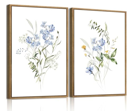 YOYIAXT 2 Pieces Watercolor Botanical Canvas Wall Art For Bedroom