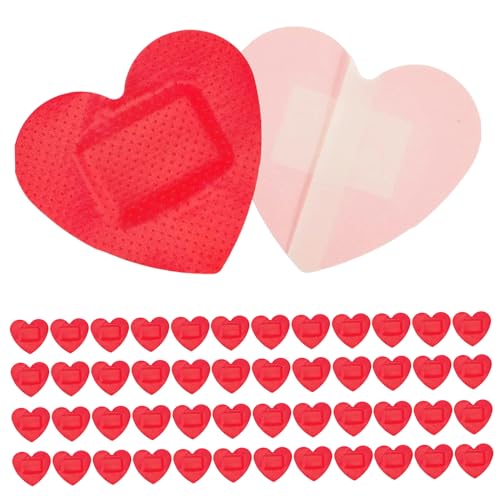 Tiritas para el corazón, 50 vendas para heridas, tiritas para el corazón impermeables y transpirables, adhesivo lindo para detener sangrado de heridas pequeñas y acelerar la herida