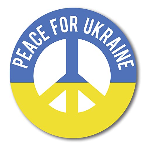Image of Magnet Me Up Peace for Ukraine Option B Magnet Decal, 5 Inch Round, Heavy Duty Automotive Magnet for Car, Truck, SUV, Laptop, Lockers, or Any Other Magnetic Surface