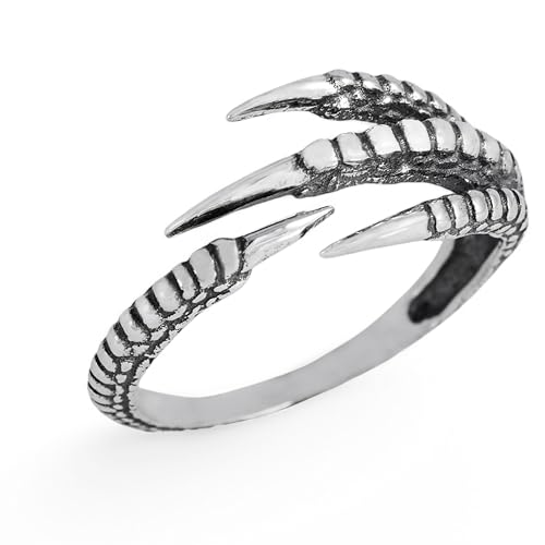 NINA DESIGNS Sterling Silver Adjustable Bird Claw Ring – Fierce Talisman of Strength & Hun