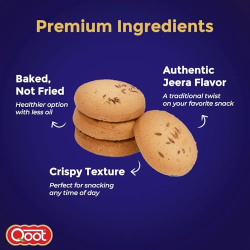 Image of Qoot Baked Jeera Cookies (200g X 3) - Crispy, Crunchy & Flavorful Delight | Authentic Jeera Flavor| Healthy & Tasty Cookies | Made Without Artificial Preservatives or Additives | All Natural Ingredients & Crunchy Biscuits | Freshly Baked Snacks for Tea, Breakfast & Gifting