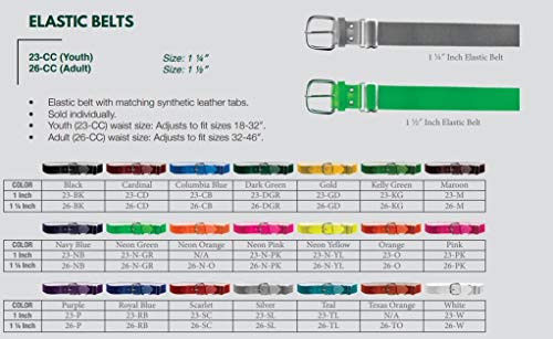 Adams Adjustable Elastic Baseball and Softball Belt, Adult, Texas Orange3