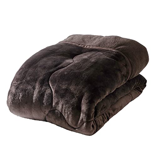 アイリスプラザ 掛け布団 毛布 3層構造 丸洗い可能 シープボア シングル ダークブラウン
