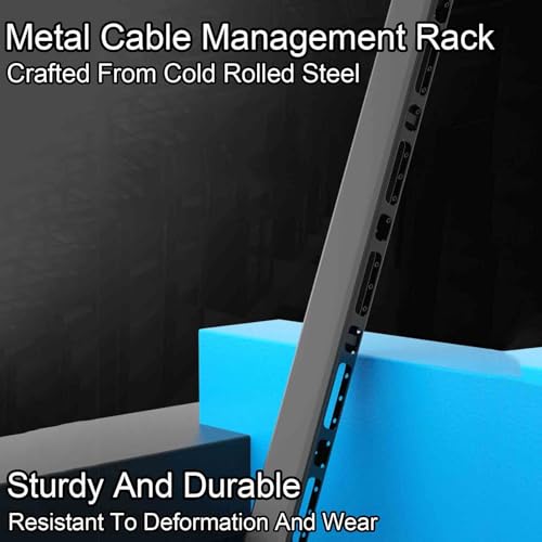 Cable Management Under Desk, organizador de cables de acero resistente, canaleta para cables con fijación por tornillo para escritorio de oficina, estación de trabajo (80x9.3x7cm) miniatura 3