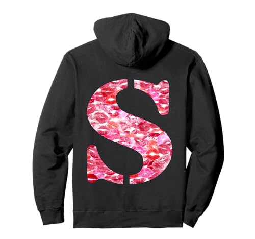 Back Print Only - Lipstick Kisses For Boyfriend Letter S Pullover Hoodie