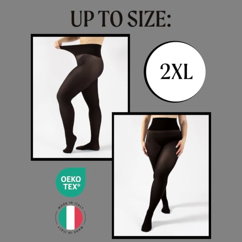 Image of CALZITALY Seamless Tights, 50 DEN High-Waist Pantyhose with no seams, Multi Color Opaque Tights - S, XXL, Italian Hosiery