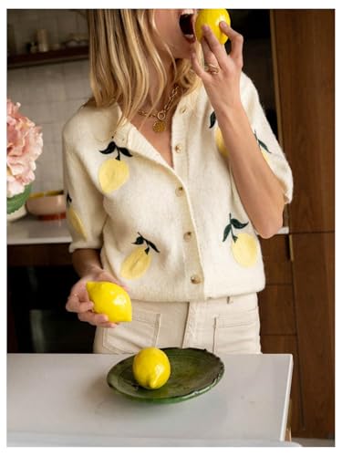 WDIRARA Women's Embroidery Button Down Cardigan Sweater Short Sleeve Knit Outerwear2