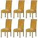 LANSHENG Housse de Chaise en Velours,Spandex de Bout Droit avec la Bande élastique, la Grande Dame de Velours dinant la Chaise pour Le Banquet de fête d'hôtel de Restaurant (Moutarde,6 Pack(M))
