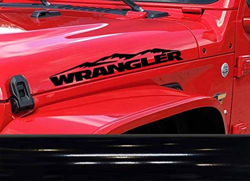 Jeep Wrangler Hood Decals Sticker Mountain Compatible with All Jeeps JK TJ YJ CJ Pair Set of 2 Black