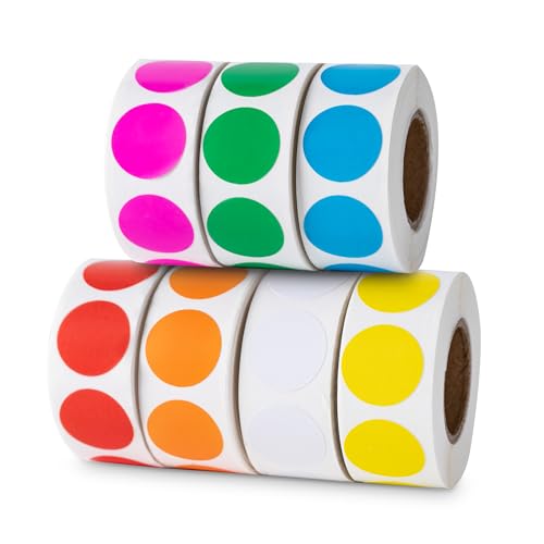 Hoewina 3500 Pcs Colored Dot Stickers, 3/4' Label Sticker Round Color...