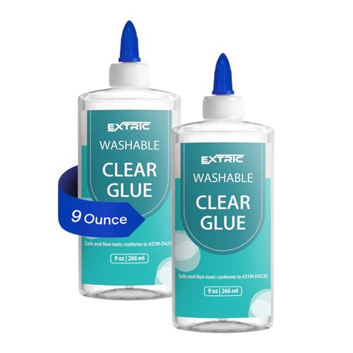 Clear Glue Washable Liquid Glue 9 Ounces 2 Count Slime Glues Art Crafts for Home and School Glues Dries Clear Non-Toxic