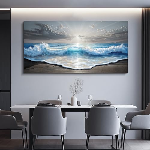 QIYILEXWART Canvas Wall Art For Living Room Wall Decor For Bedroom Office Wall Decoration Ocean Waves Landscape Painting Farmhouse Pictures Artwork Room Aesthetic Home Decor 20x40 In