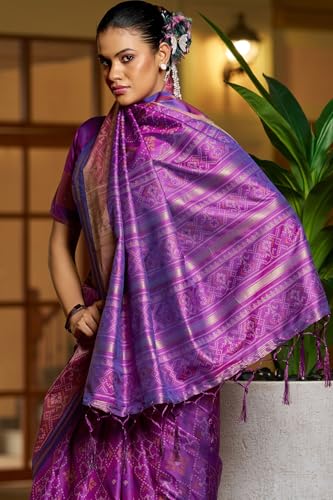 Image of SGF11 Women's Kanjivaram Patola Silk Saree Silk Saree Pure Golden Zari With Blouse Piece