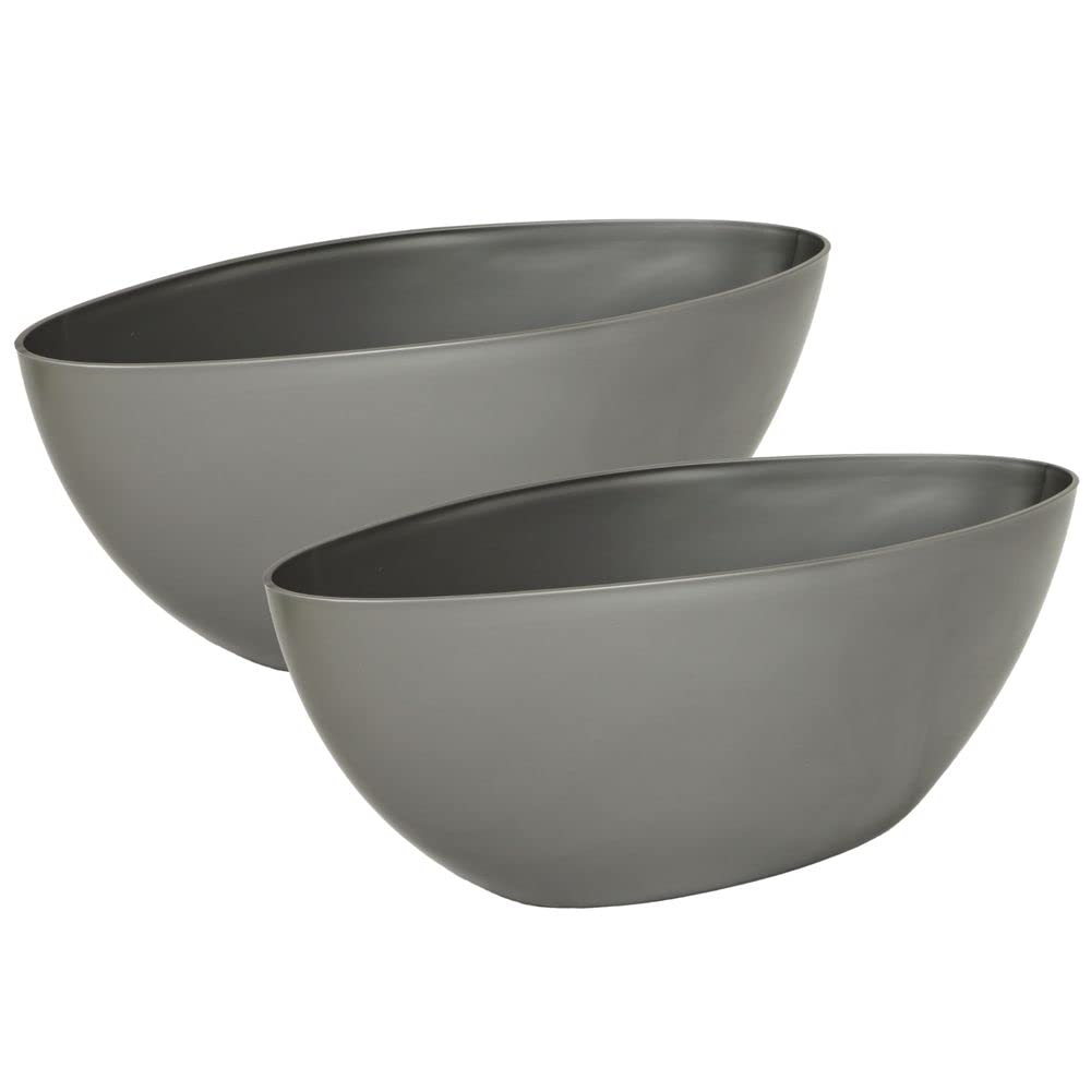 MePla - 2 Stück Schale OVAL - wetterfestes Pflanzgefäß - UV-beständiger Blumenkübel - Pflanzschale - Schale - L 38 cm - grau